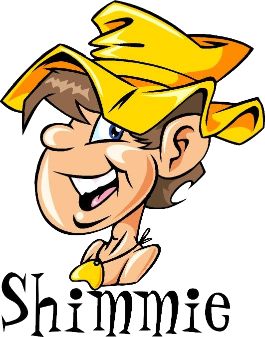 Shimmie mascot in a yellow sun hat